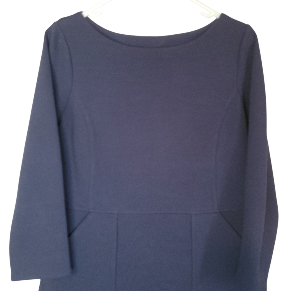 Boden Auria Ottoman Shift Dress Navy 3/4 Sleeve Work Office Dress Size 8 Petite - Picture 6 of 13